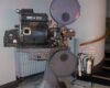 Vintage cinema projector on display at Everyman Cinema in Muswell Hill, London.