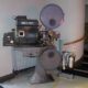 Vintage cinema projector on display at Everyman Cinema in Muswell Hill, London.